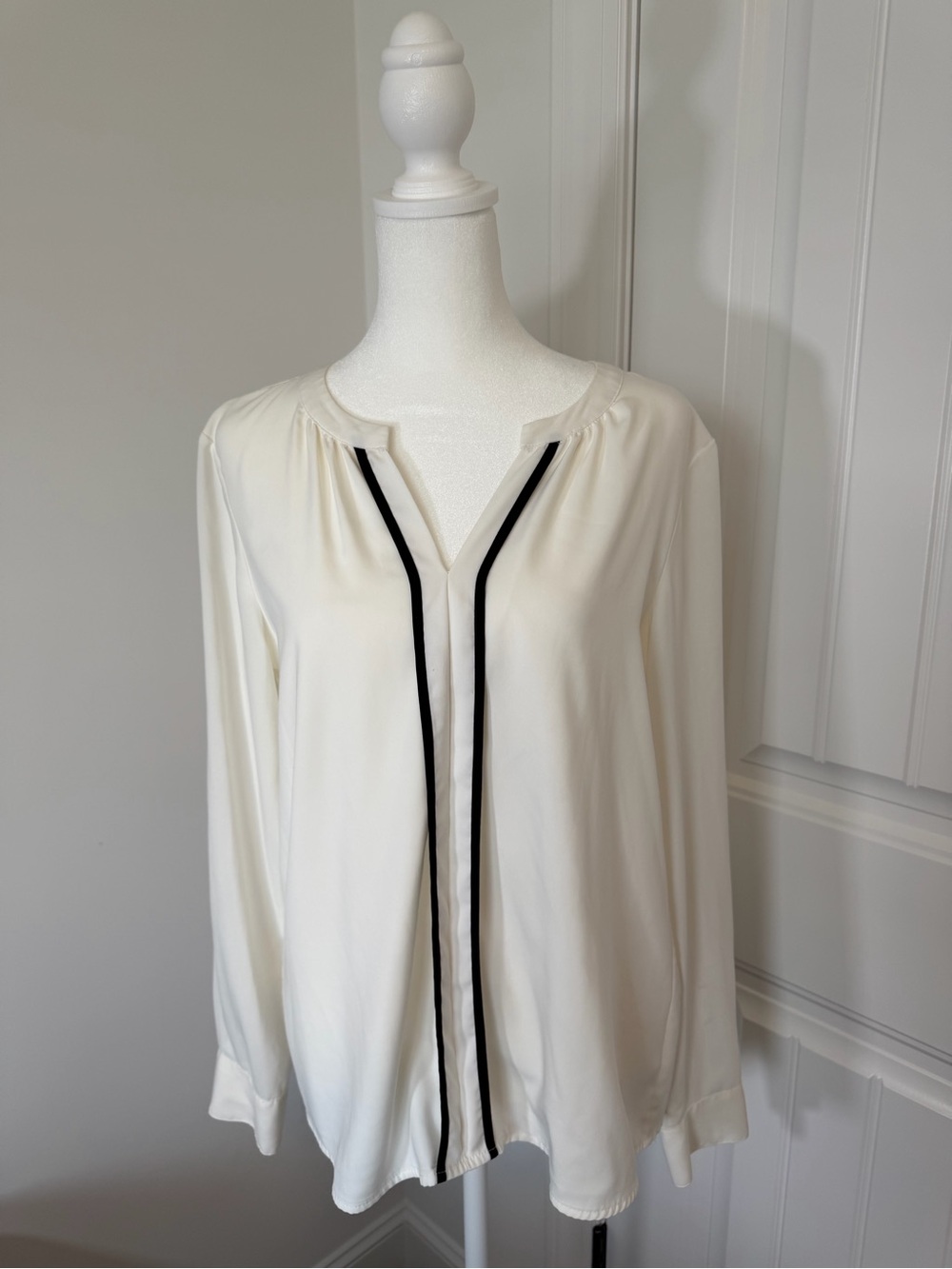 Calvin Klein Cream Blouse with Black Trim